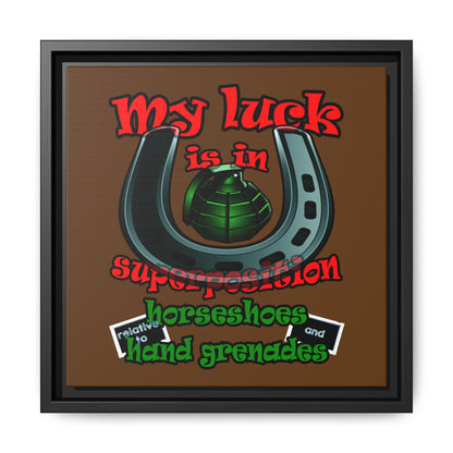 my luck - framed canvas art (brown)