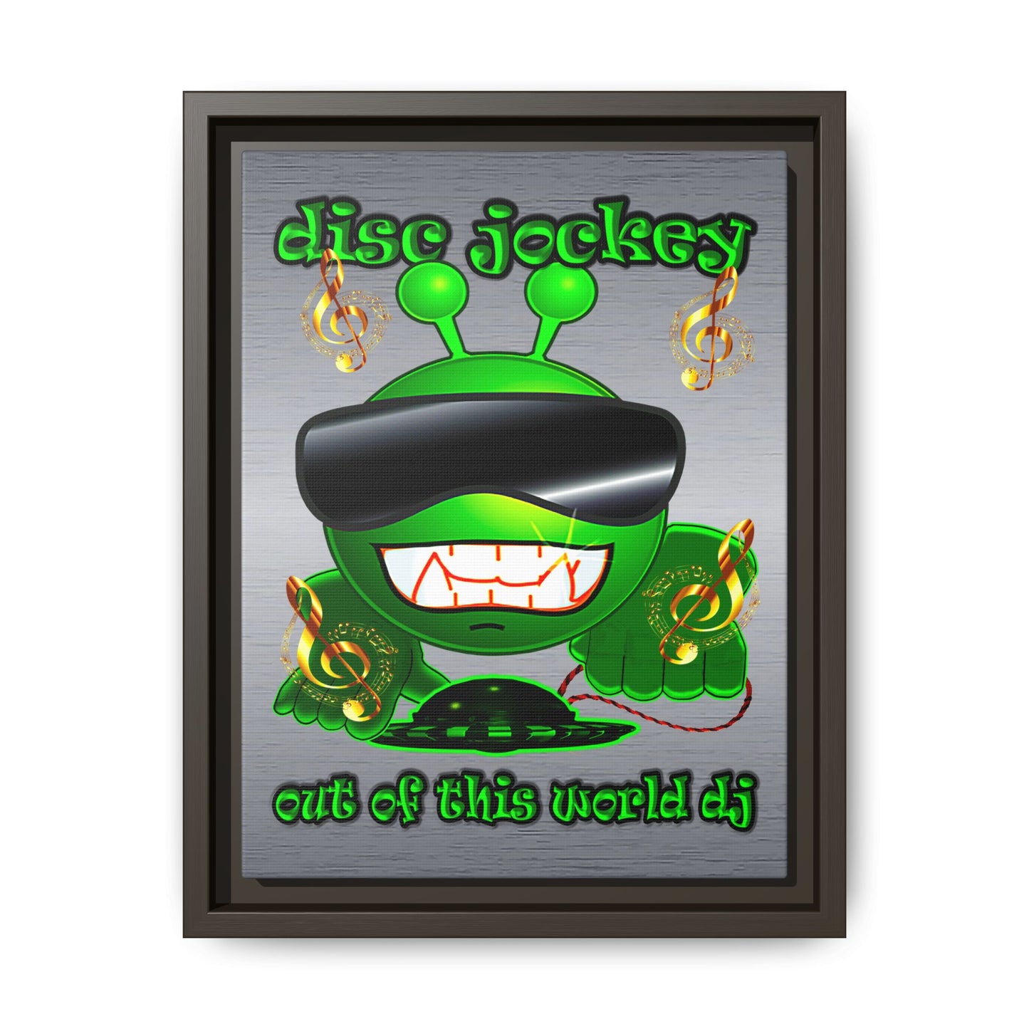disc jockey - framed canvas art (brushed nickel)