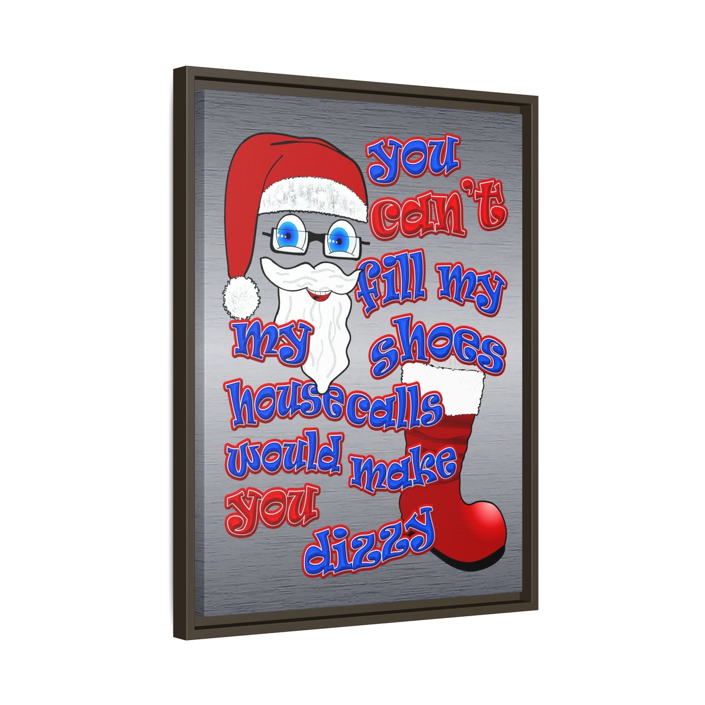 santa's shoes - framed canvas art (brushed nickel)