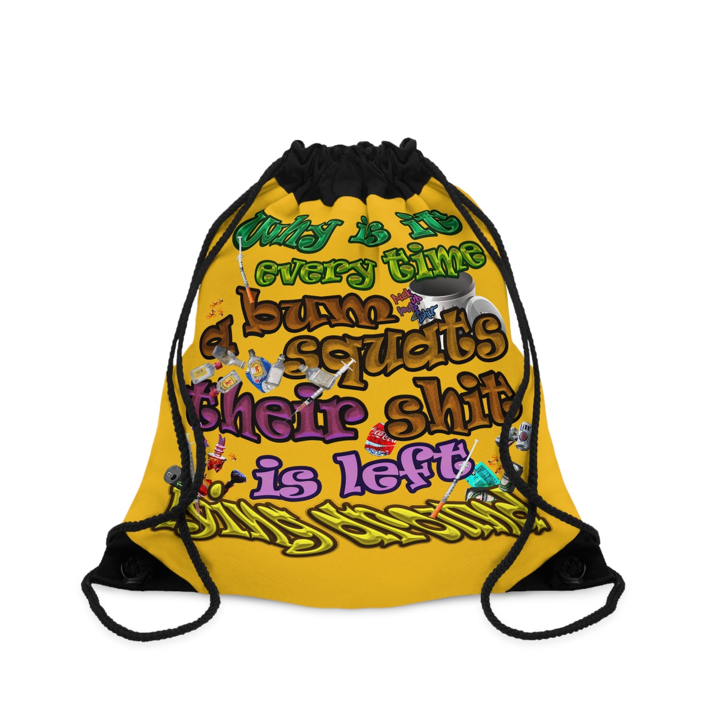 the bum's shit - Drawstring Bag (yellow)