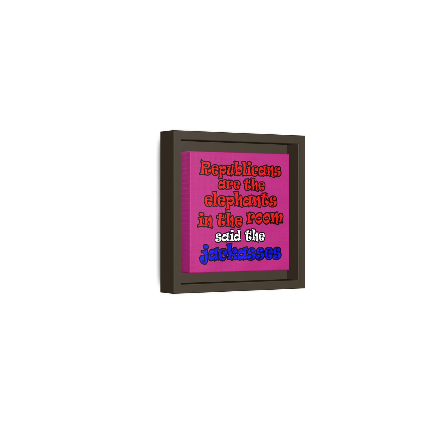donkeys and elephants - framed canvas art (pink)