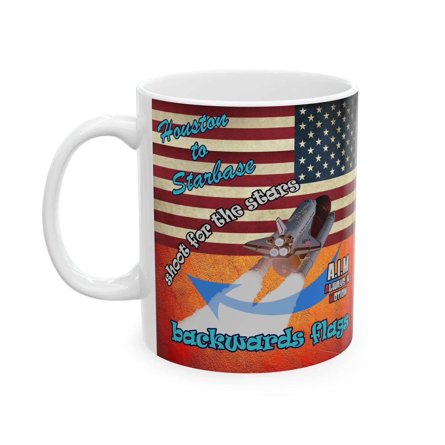shoot for the stars - White Mug (burnt orange)