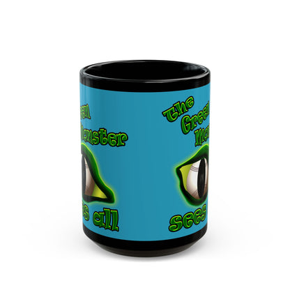 green monster - Black Mug (turquoise)