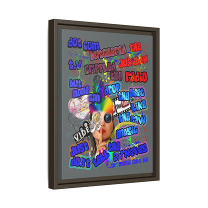 drop the beat - framed canvas art (dark grey)