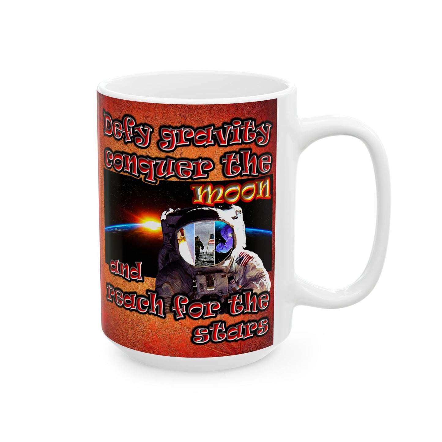defy conquer reach - White Mug (burnt orange)