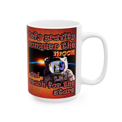 defy conquer reach - White Mug (burnt orange)