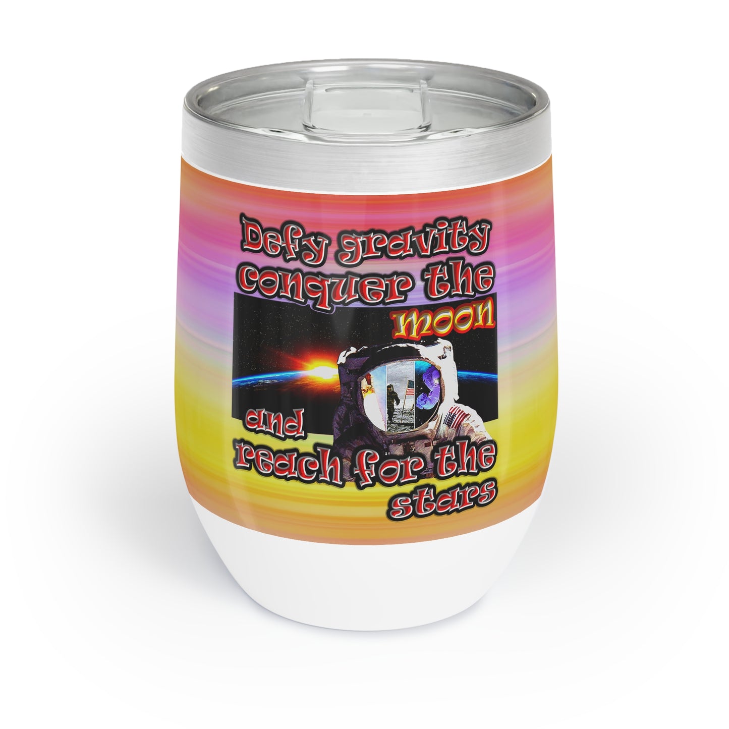 defy conquer reach - Chill Wine Tumbler (color blur)