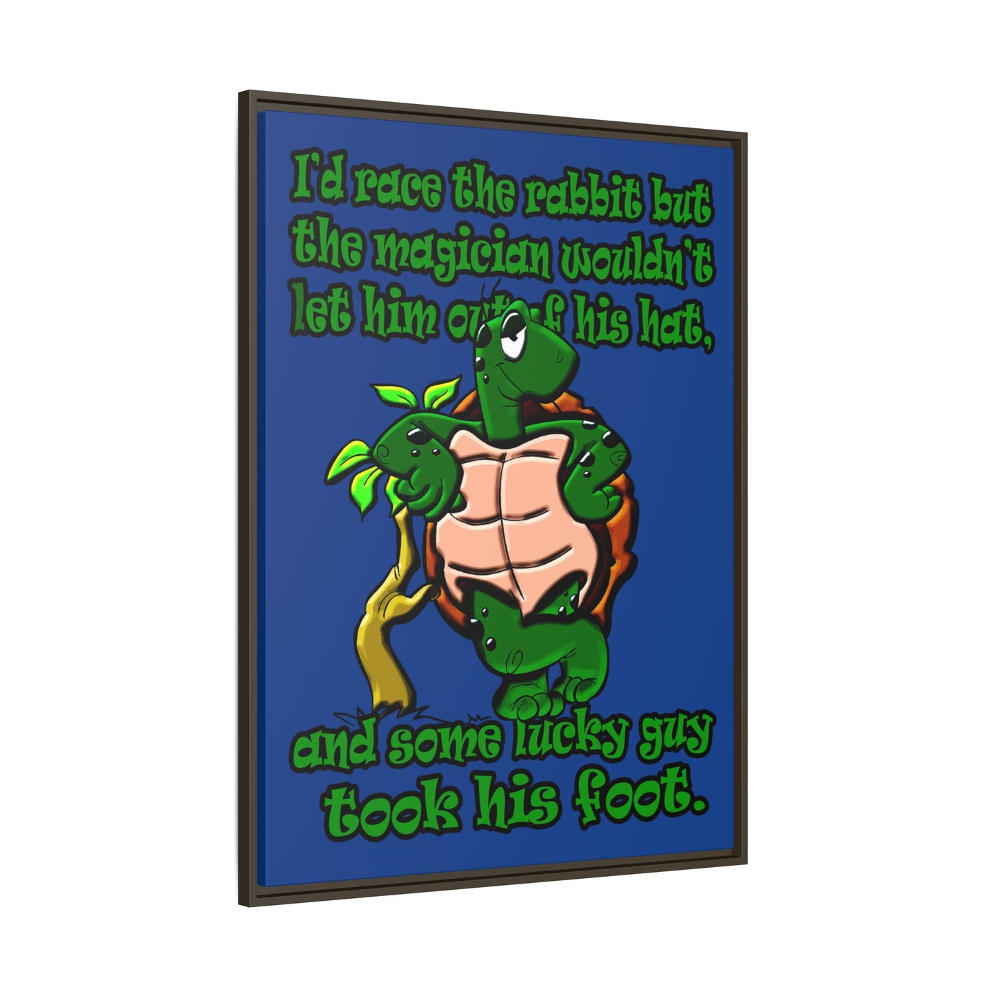 turtle race - framed canvas art (dark blue)