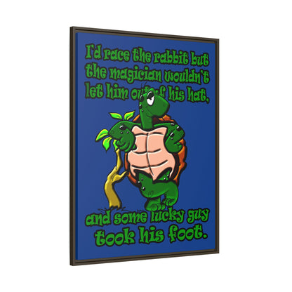 turtle race - framed canvas art (dark blue)