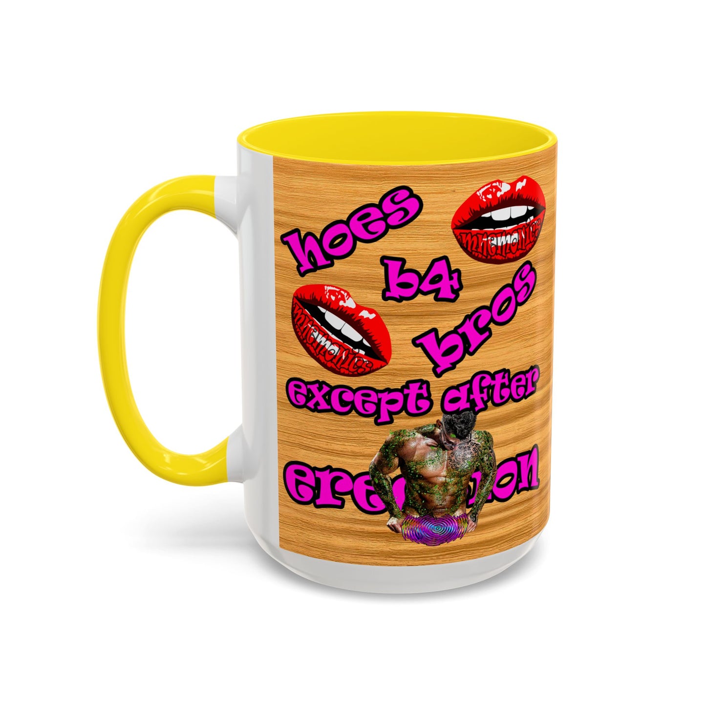 hoes b4 bros - Accent Mug (butterscotch wood finish)