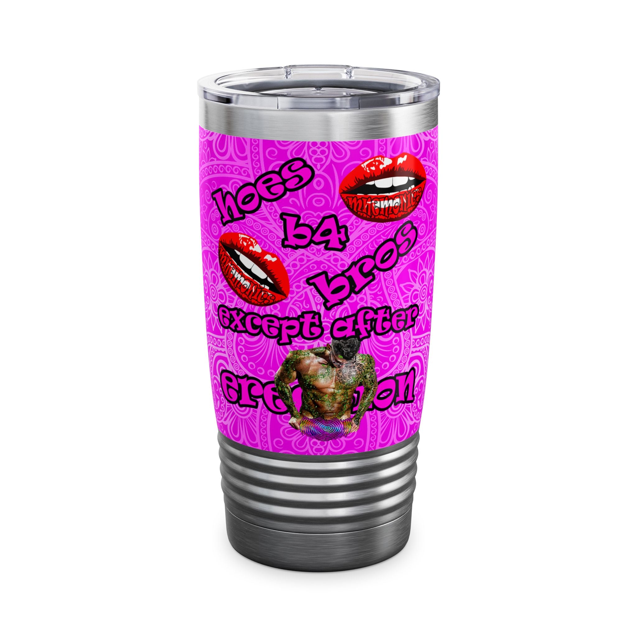 hoes b4 bros - Ringneck Tumbler, 20oz (pink swirl)