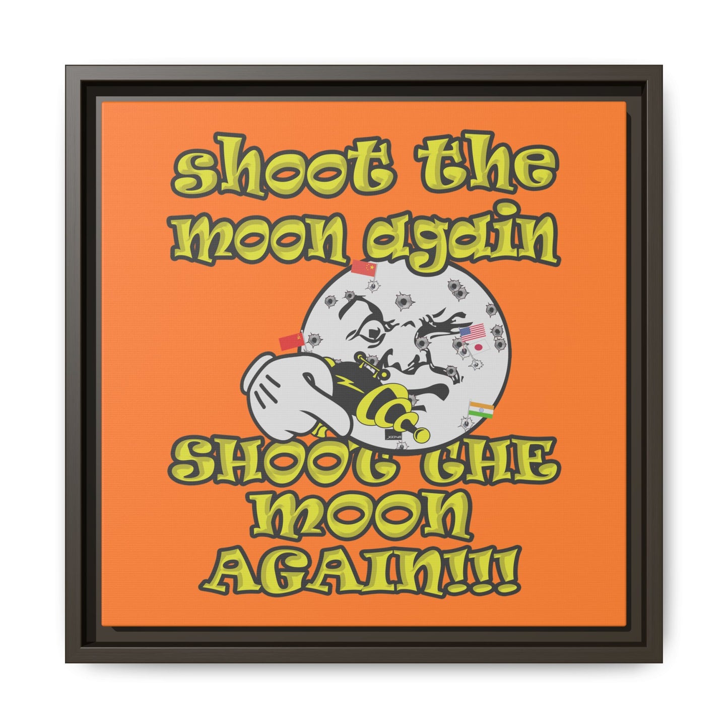 shoot the moon again - framed canvas art (crusta)
