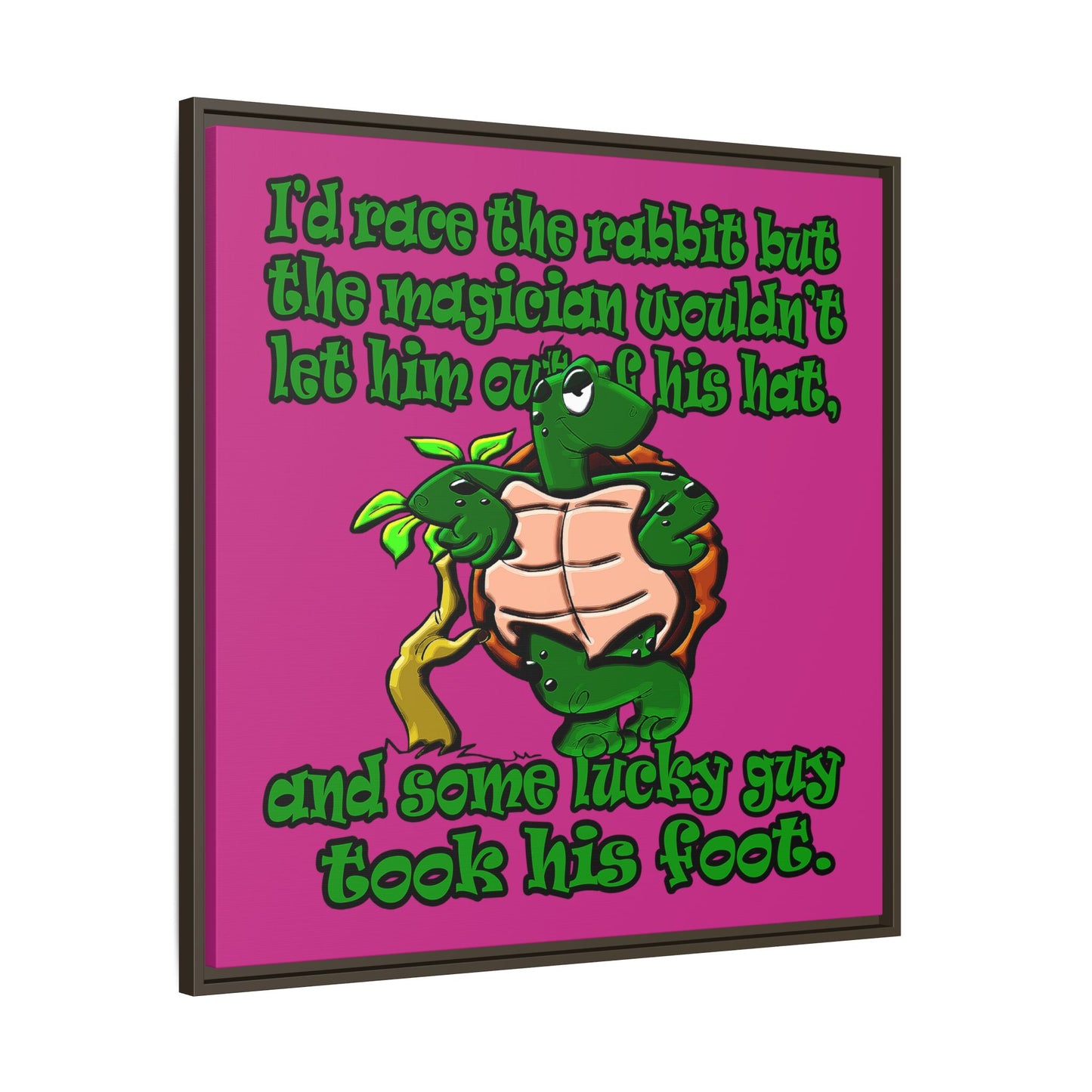 turtle race - framed canvas art (pink)