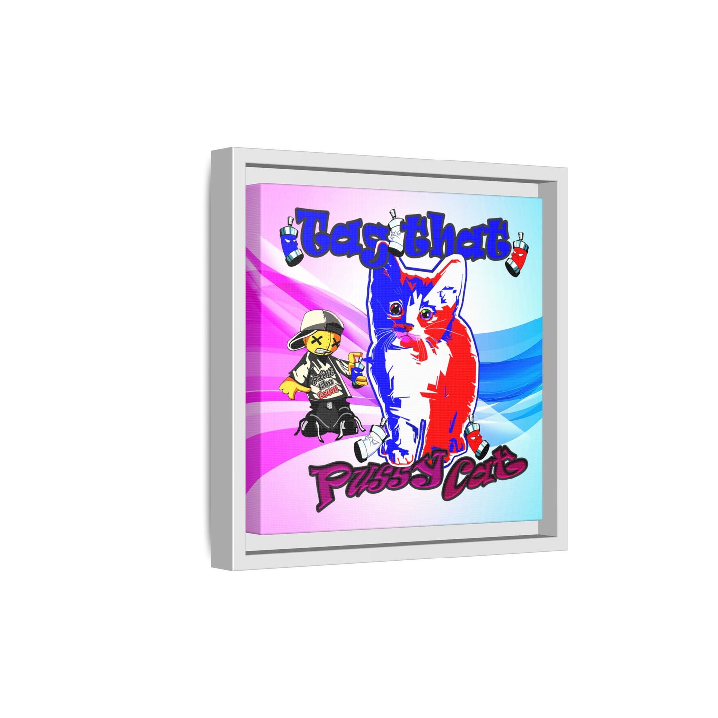 tag that - framed canvas art (light blue-pink wave)
