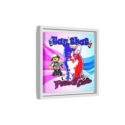 tag that - framed canvas art (light blue-pink wave)