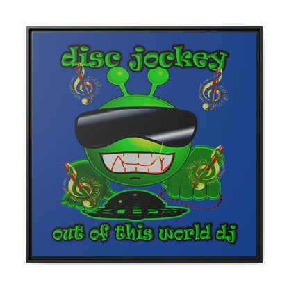 disc jockey - framed canvas art (dark blue)