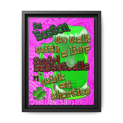 celtics logo - framed canvas art (pink swirl)