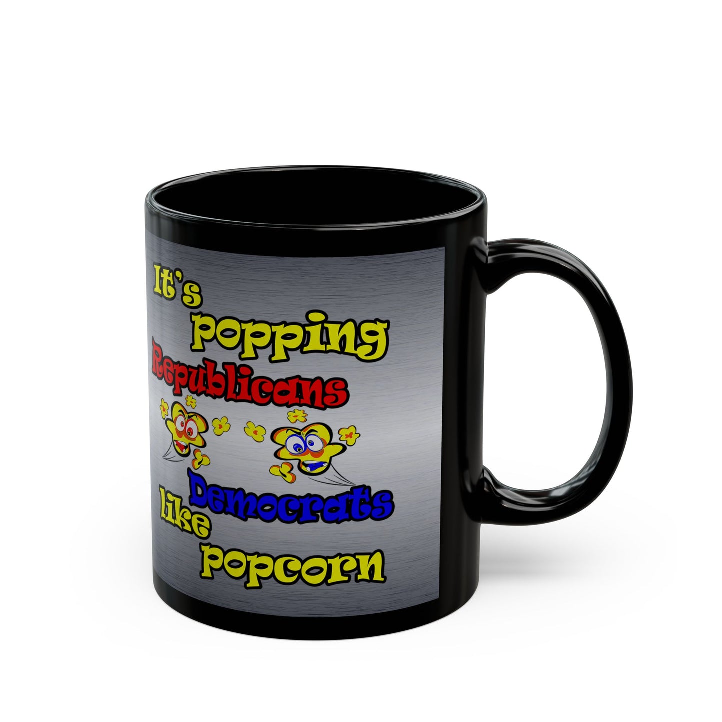 popping like popcorn - Black Mug (brushed nickel)