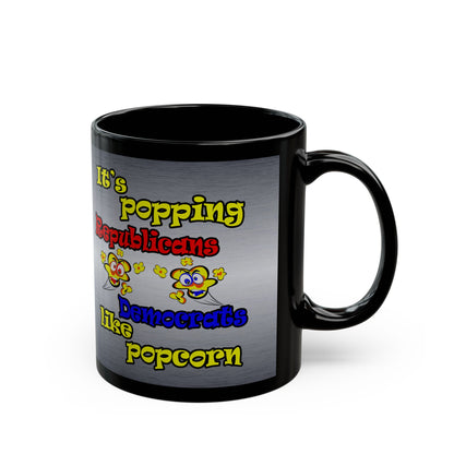 popping like popcorn - Black Mug (brushed nickel)