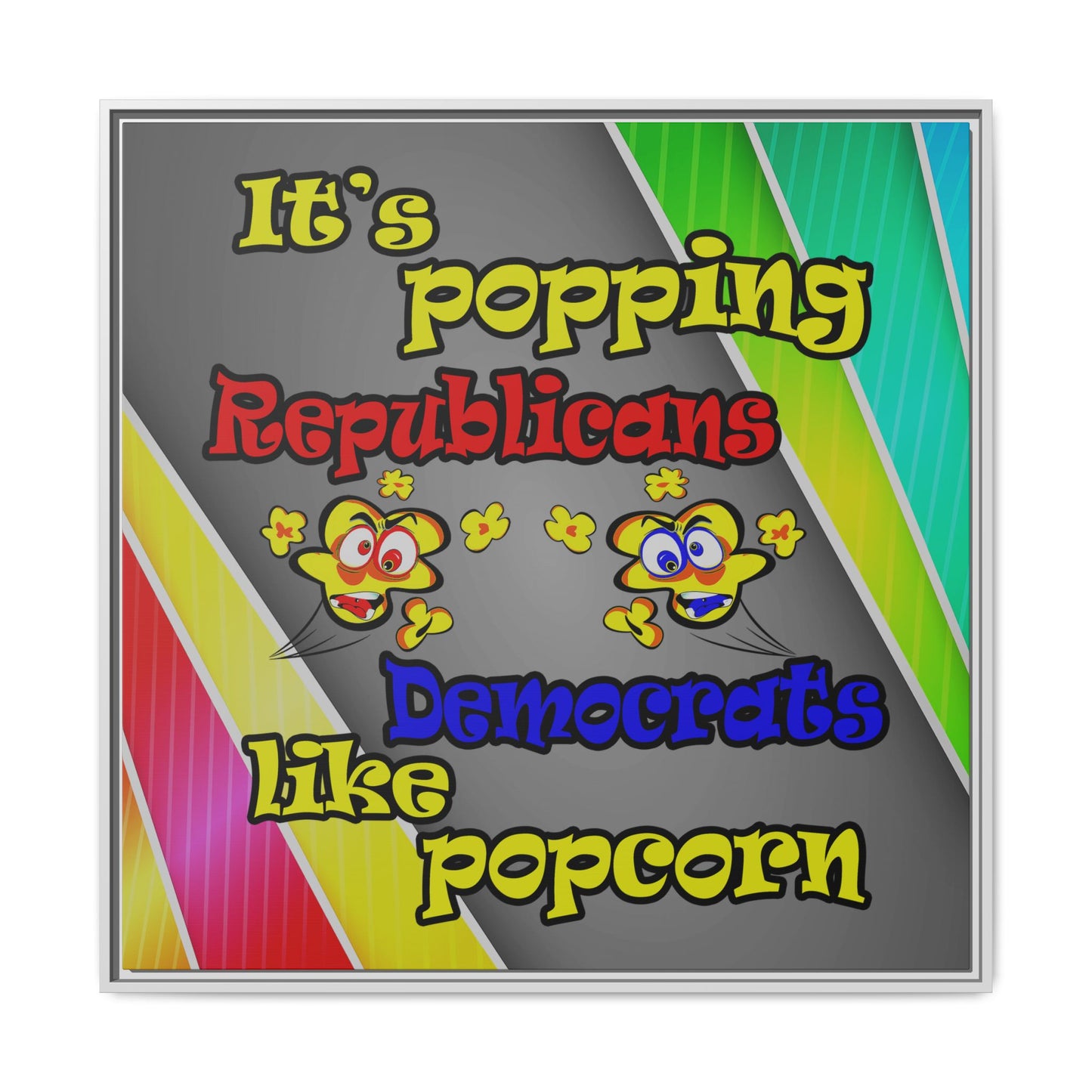 popping like popcorn - framed canvas art (rainbow split)