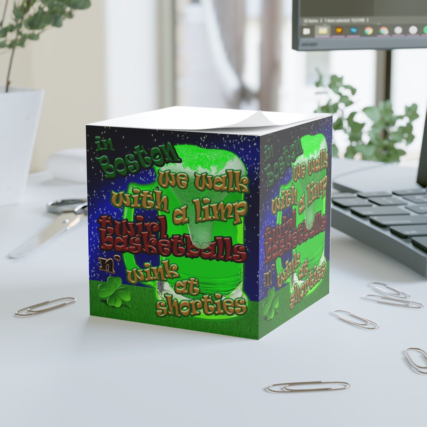 celtic's logo - note cube ('snoops' background)