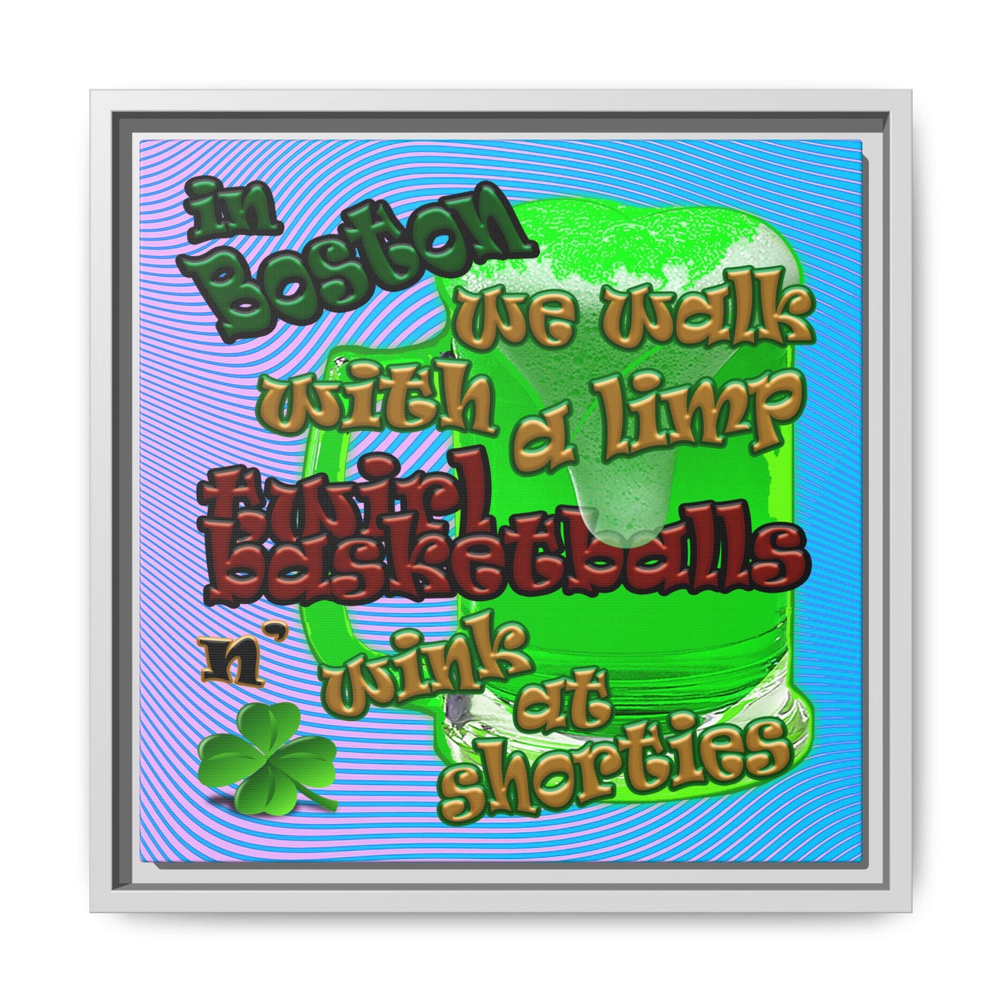 celtics logo - framed canvas art (light blue-purple wave)