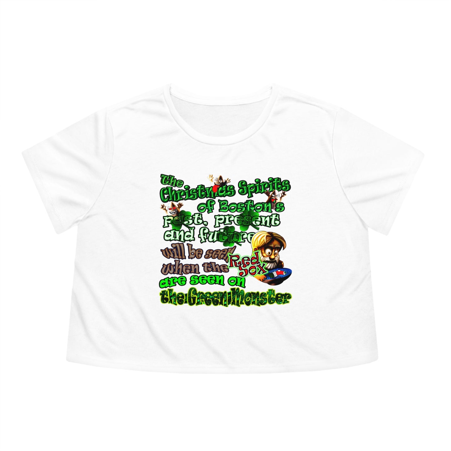 christmas spirits of boston - Women's Flowy Cropped Tee