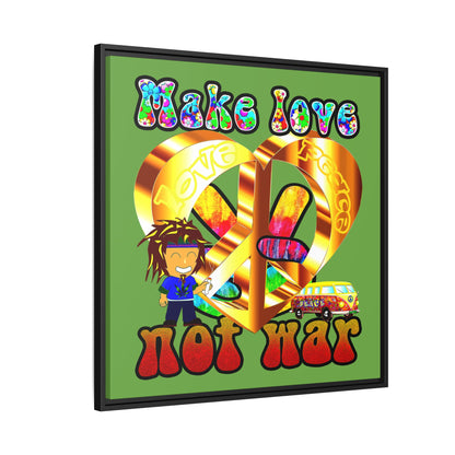 love peace - framed canvas art (green)