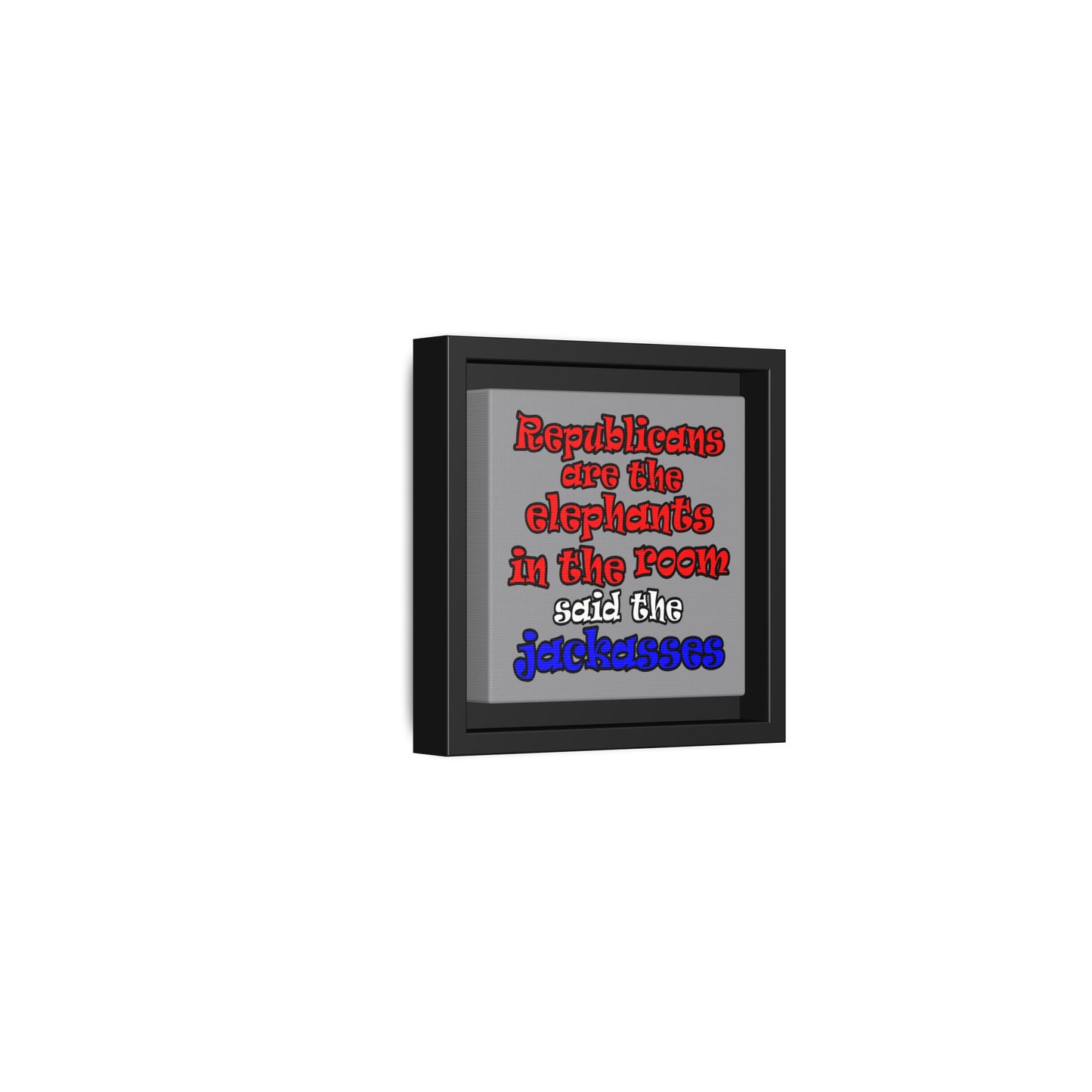 donkeys and elephants - framed canvas art (grey)