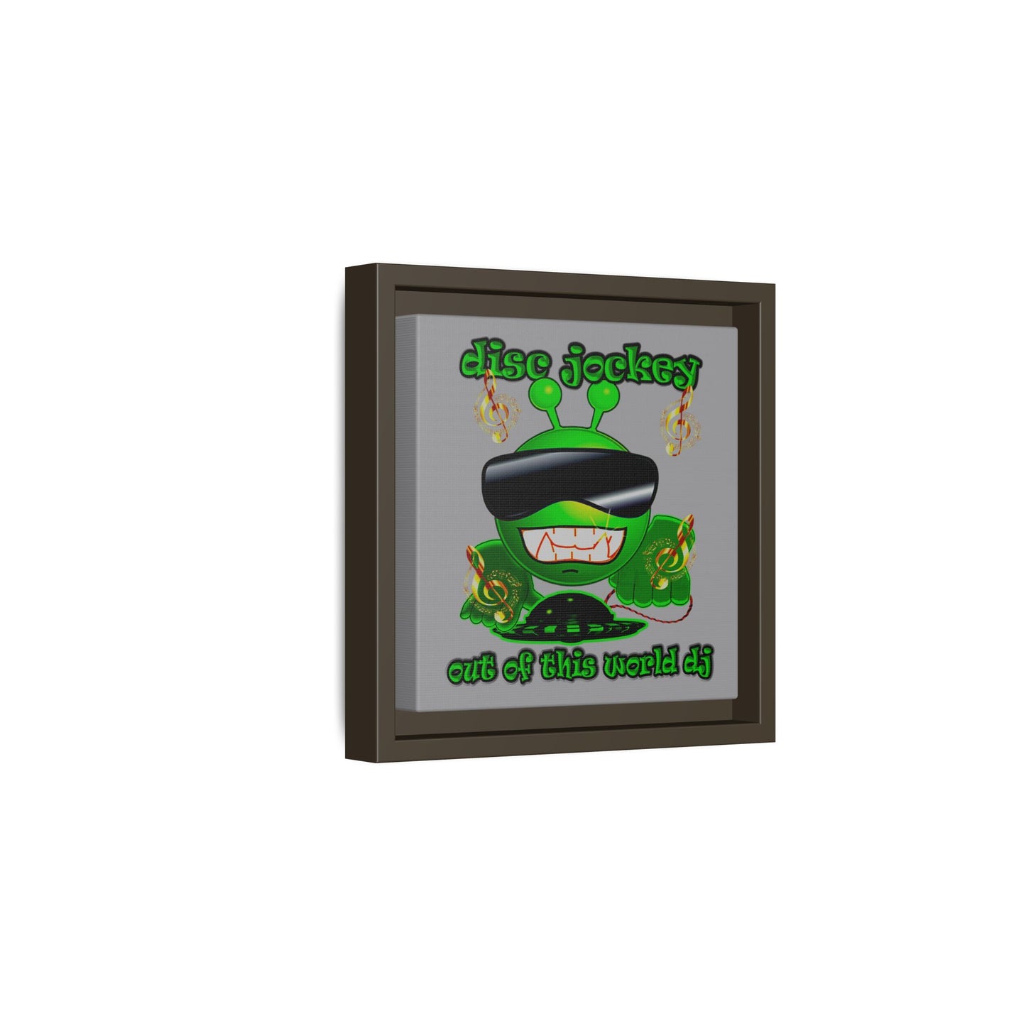 disc jockey - framed canvas art (grey)