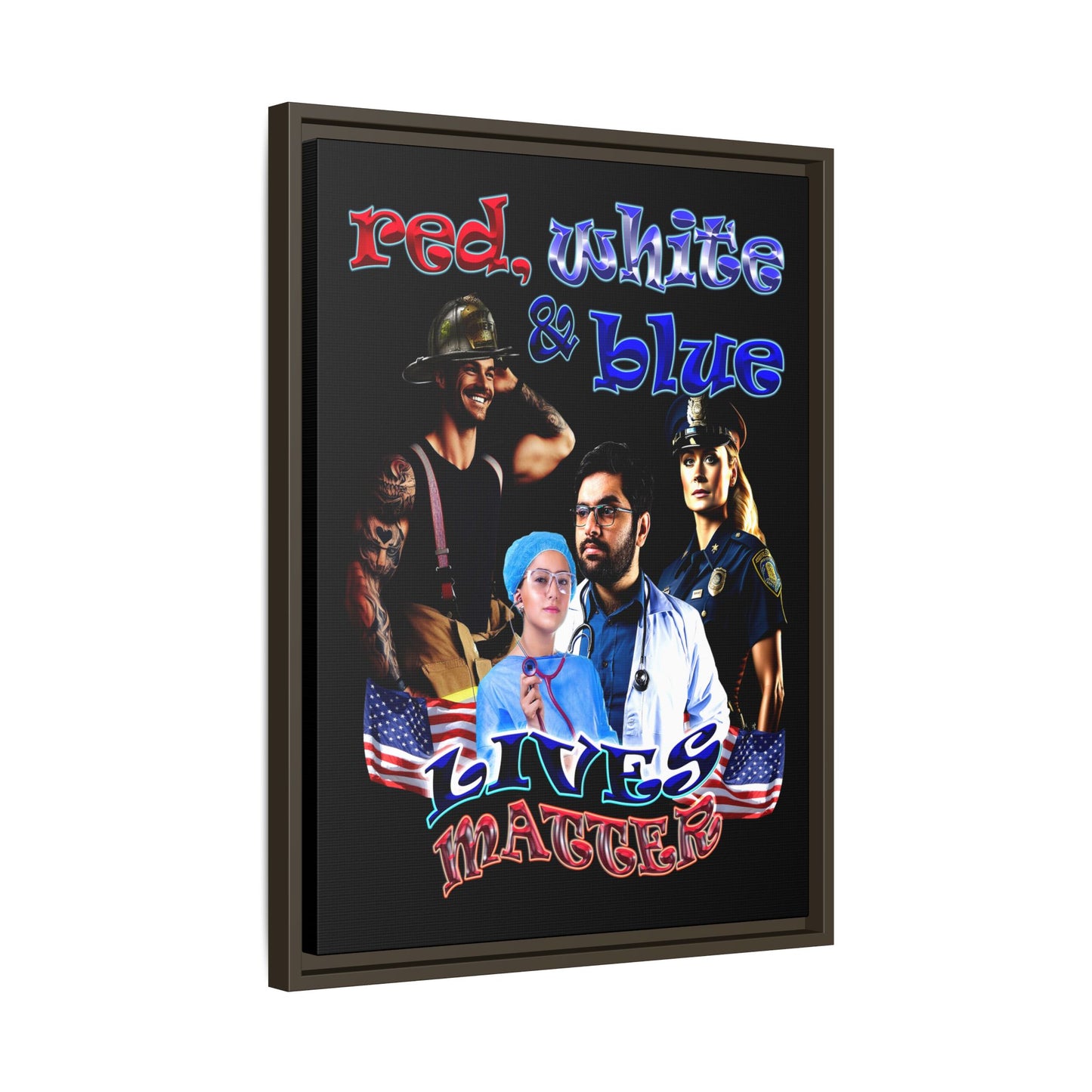 rw&b lives matter - framed canvas art (black)