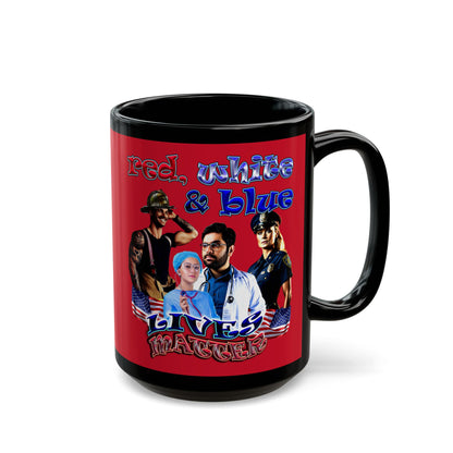 rw&b lives matter - Black Mug (dark red)