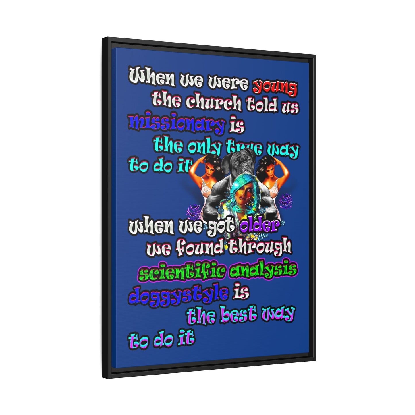 doggystyle - framed canvas art (dark blue)