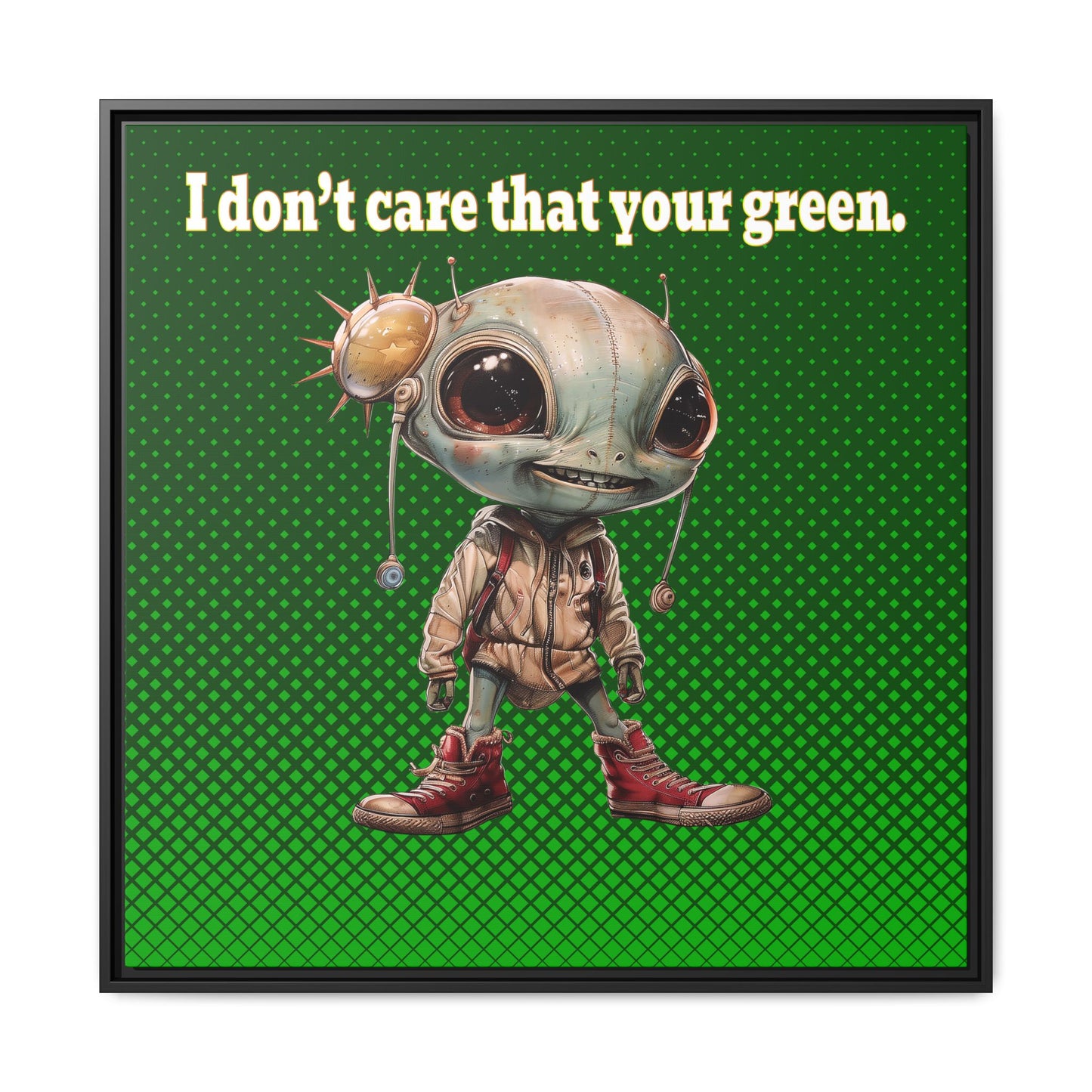 I don't care that your green - framed canvas art (logo green)