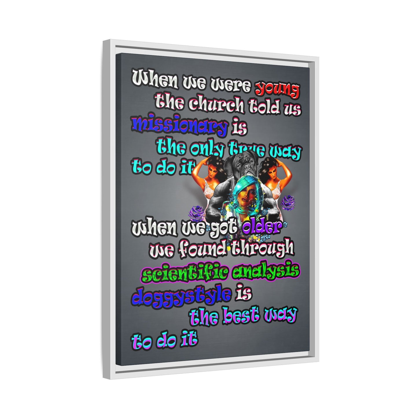 doggystyle - framed canvas art (grey-light grey)