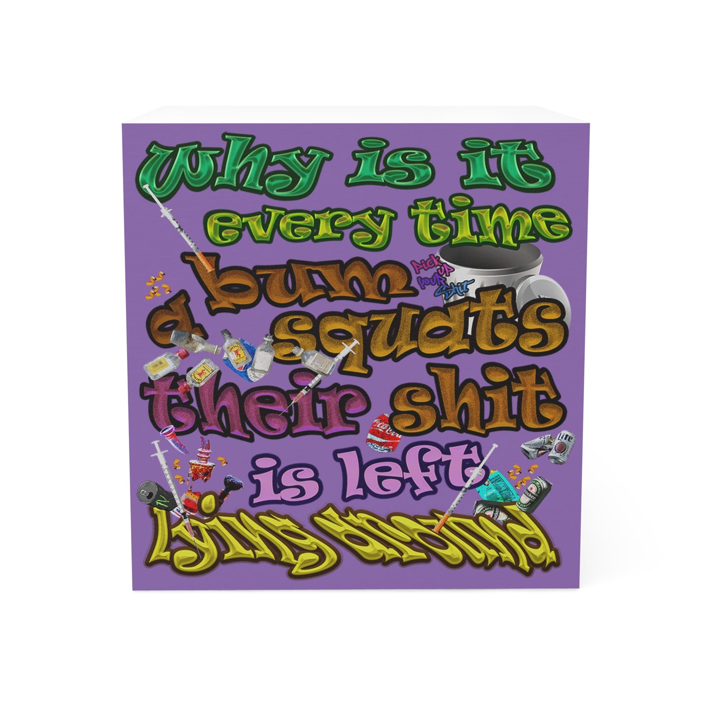 the bum's shit - note cube (light purple)
