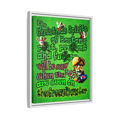 christmas spirits of boston - framed canvas art (green turf)