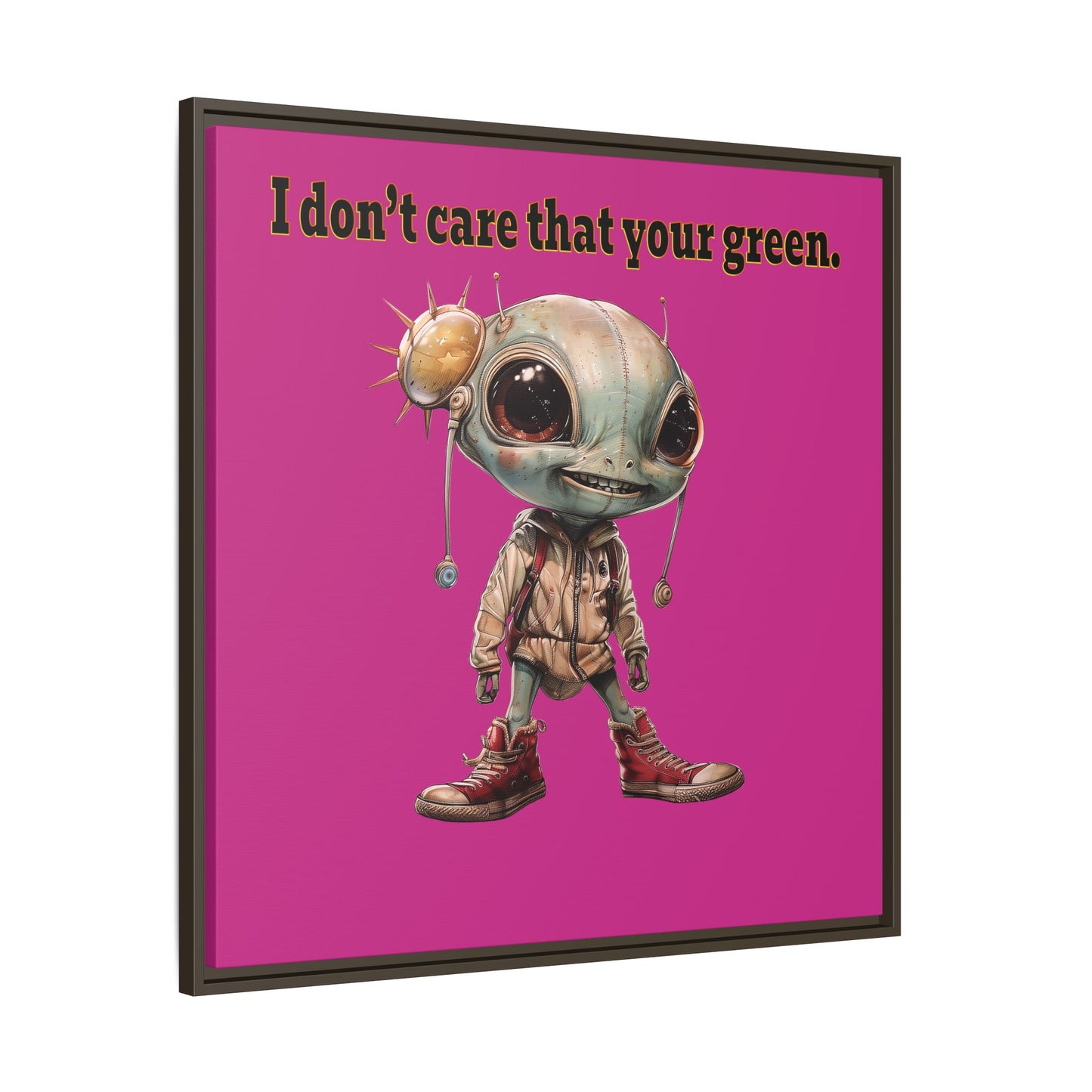 I don't care that your green - framed canvas art (pink)
