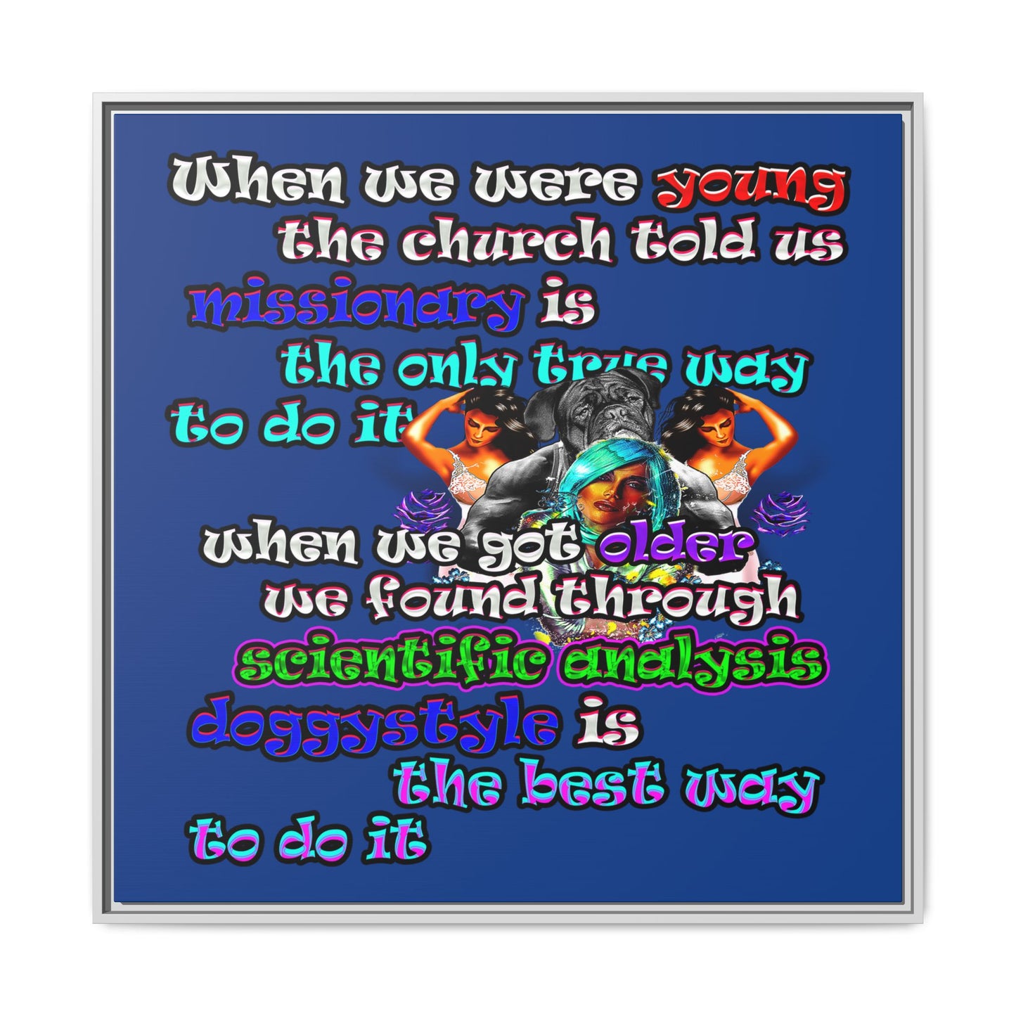 doggystyle - framed canvas art (dark blue)