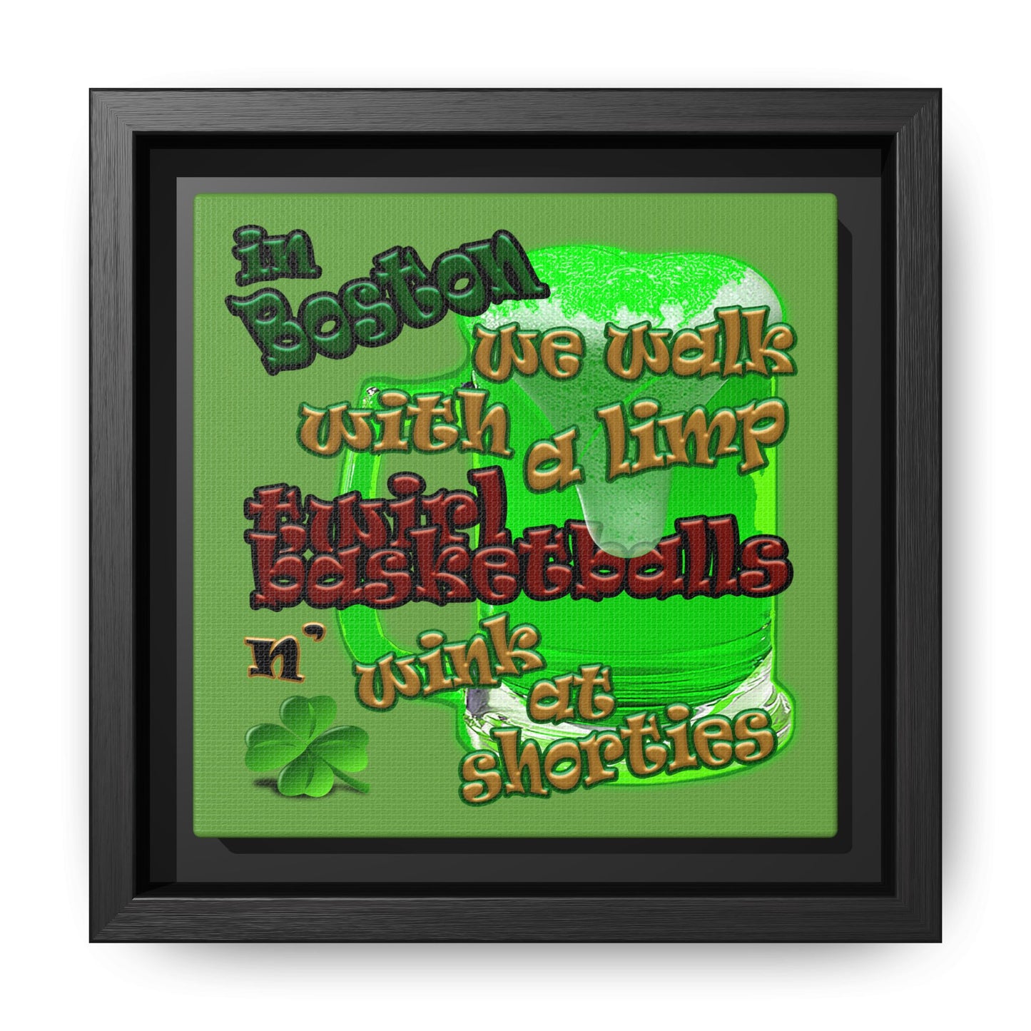celtics logo - framed canvas art (green)