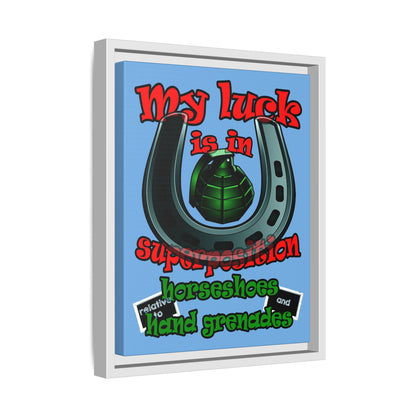 my luck - framed canvas art (light blue)