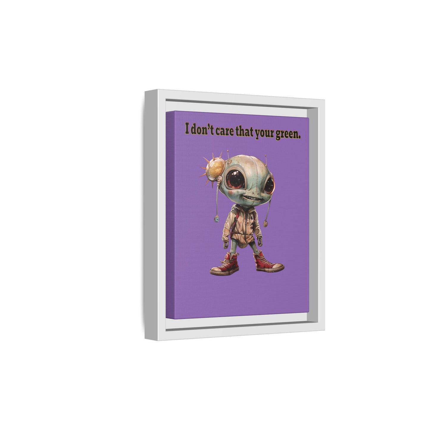 I don't care that your green - framed canvas art (light purple)