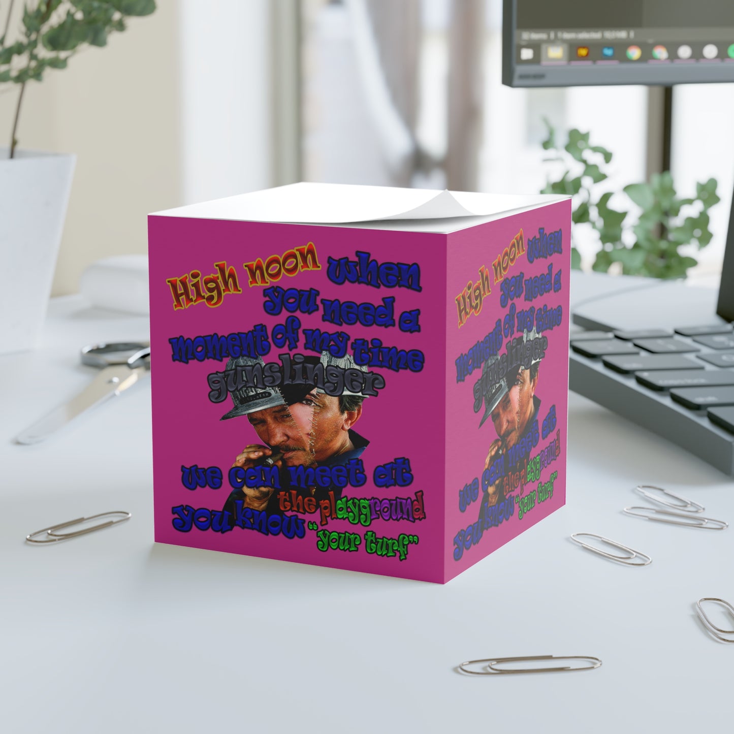 high noon - note cube (pink)