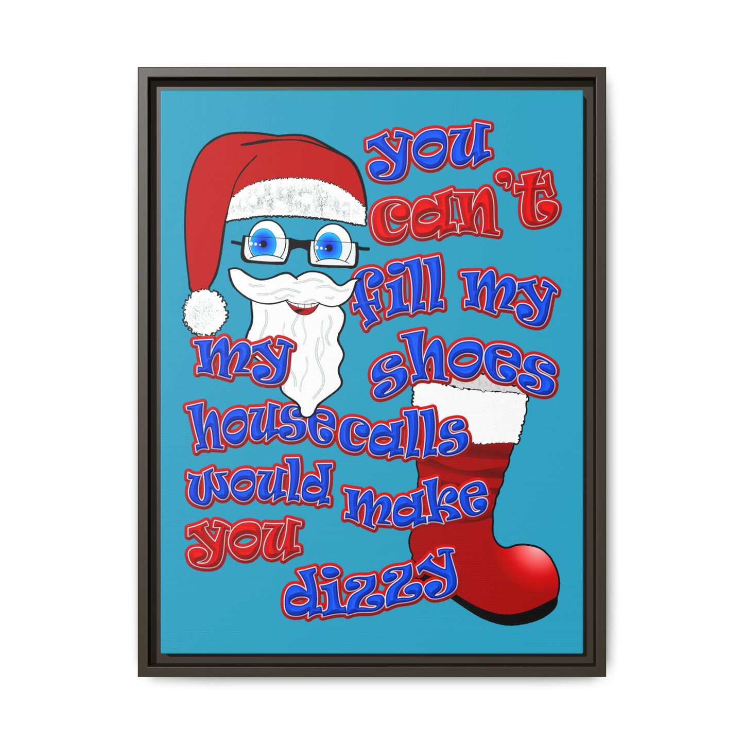 santa's shoes - framed canvas art (turquoise)