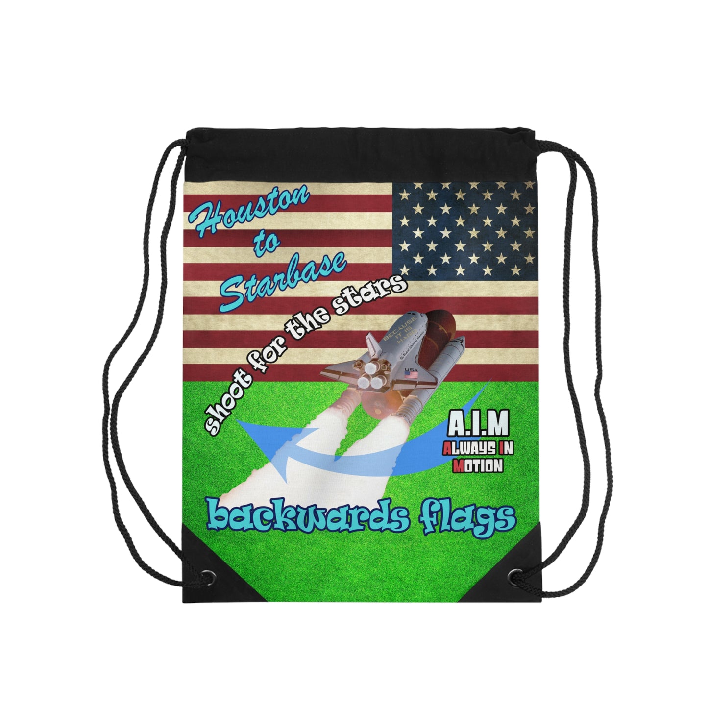 shoot for the stars - Drawstring Bag (green turf)