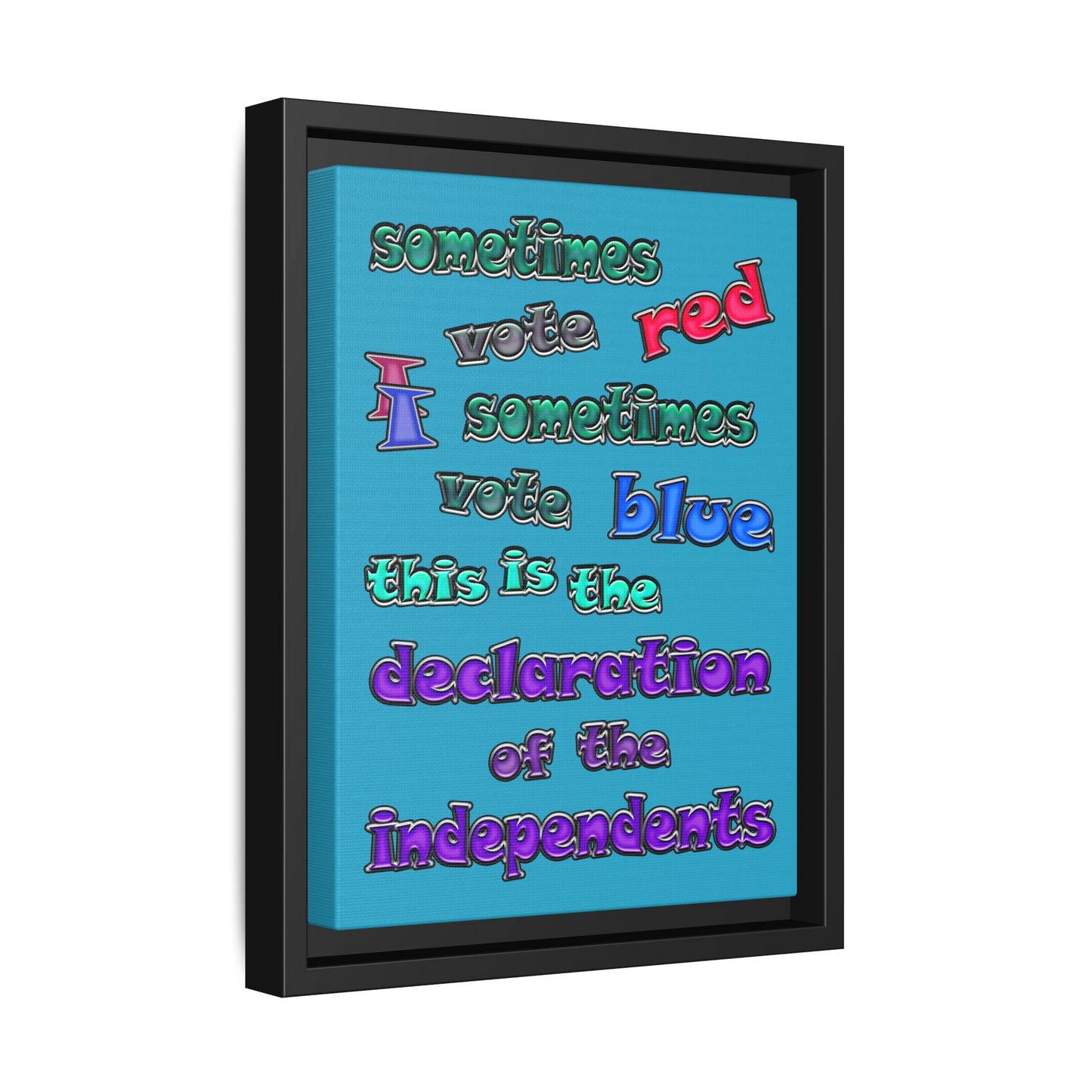 declaration of the independents - framed canvas art (turquoise)