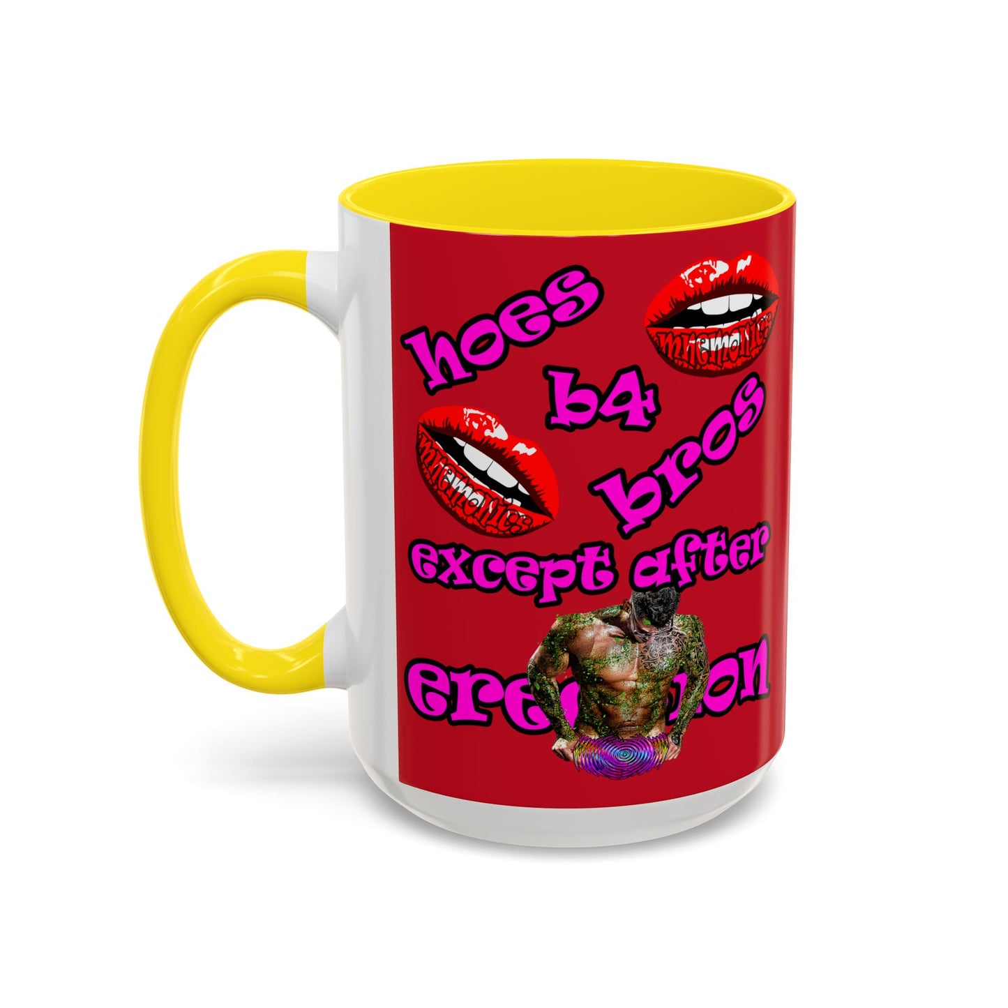 hoes b4 bros - Accent Mug (dark red)