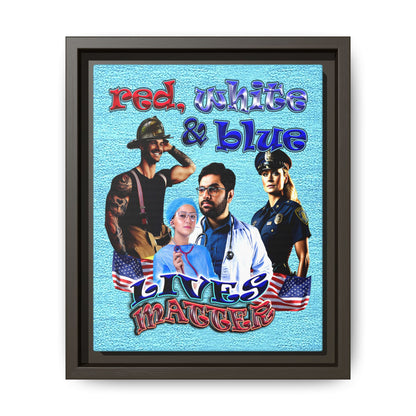 rw&b lives matter - framed canvas art (faded blue)