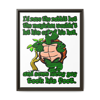turtle race - framed canvas art (white)