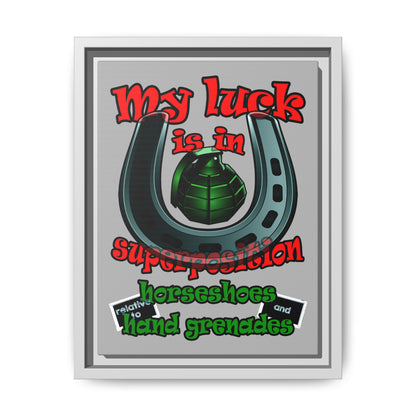 my luck - framed canvas art (light grey)